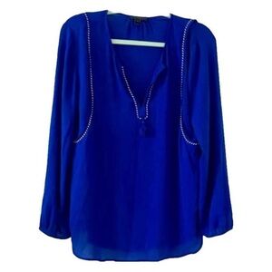 J. Crew Royal Blue Blouse with Trim Sz 8
